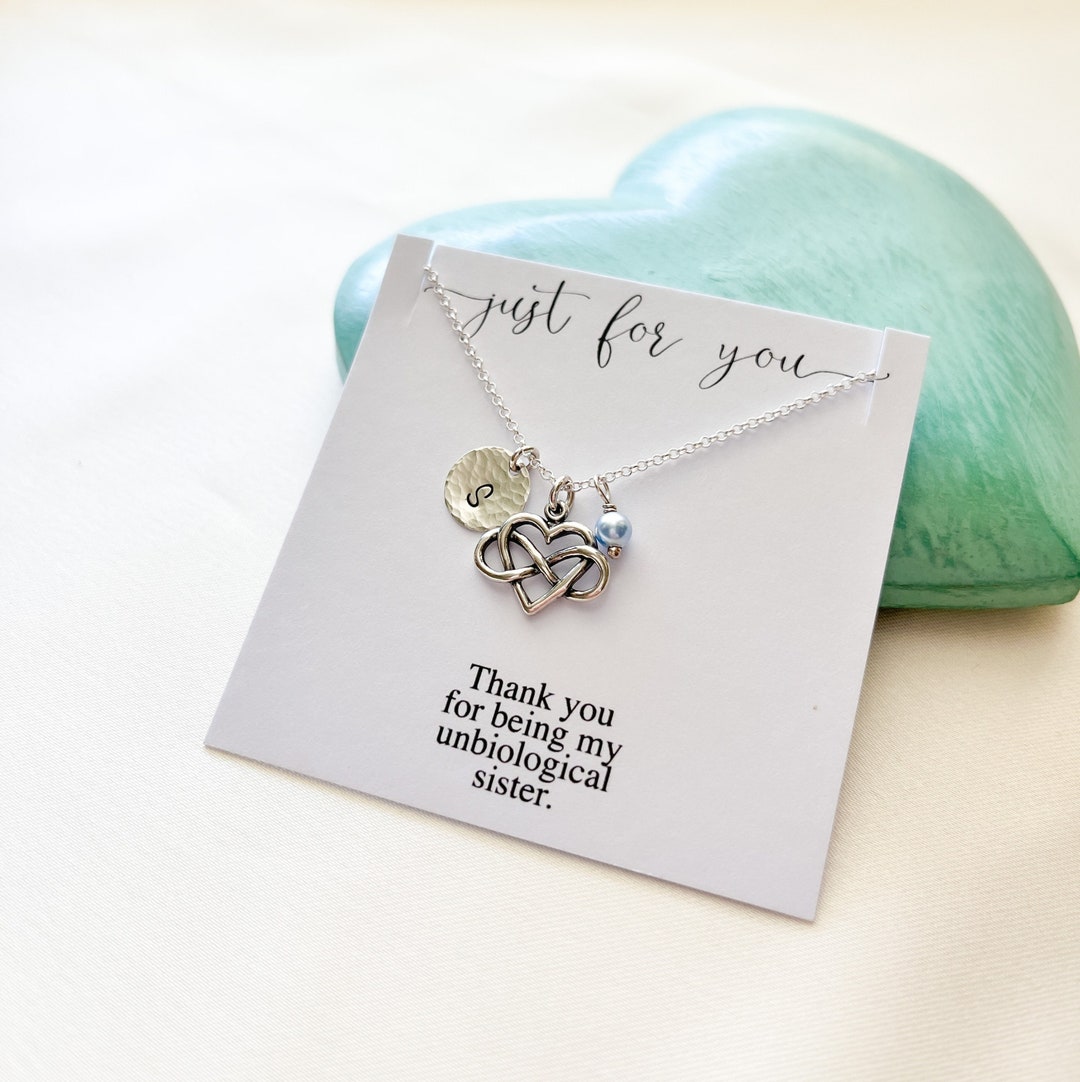 Buy Unbiological Sister Necklace, Best Friend Gift, Personalized Gifts for  Friend, Silver Initial Necklace, Birthstone Necklace, Bridesmaid Gift