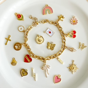 Custom Gold Charm Bracelet, Build Your Own Trendy Jewelry, Bracelet Bridesmaids