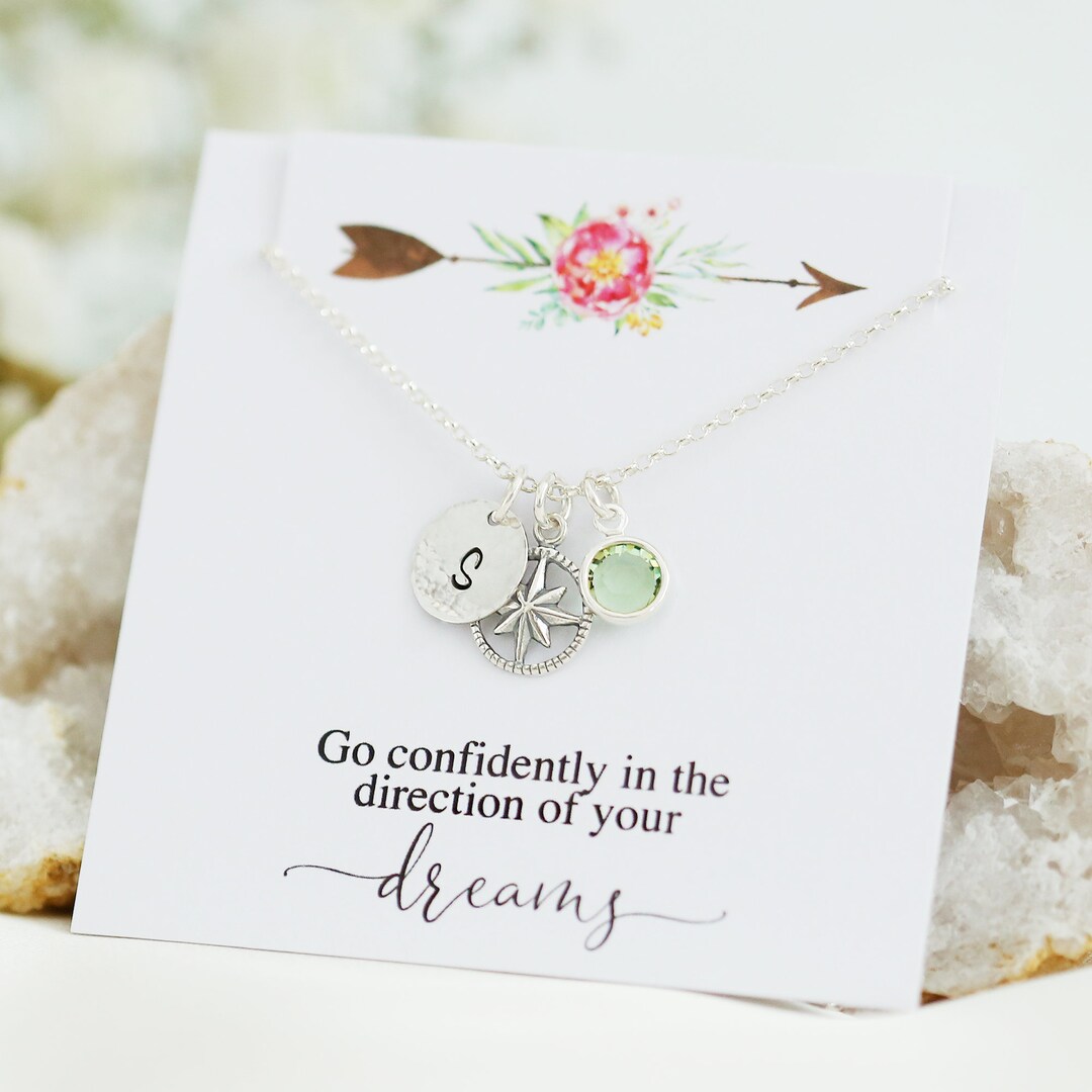 Compass Necklace Graduation Gift for Her College Student - Etsy