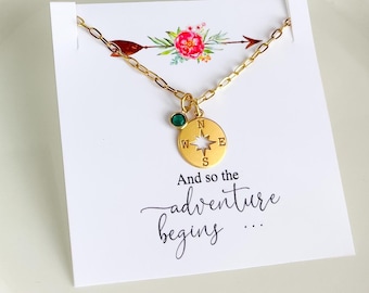 Collana con bussola dorata, regalo di laurea per lei, classe 2026, laurea universitaria