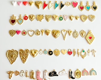 DIY Custom Charms Selection, Gold Individual Separate Charm, Pendant for Personalized Necklaces, Bracelets, Keychain