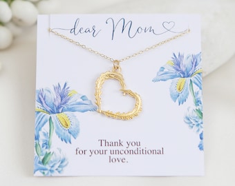 Mother Daughter Necklace, Mom gift from Daughter, Gold Heart Necklace, Mothers day Necklace, Thank you Gift from Son, Birthday Gift for Mom