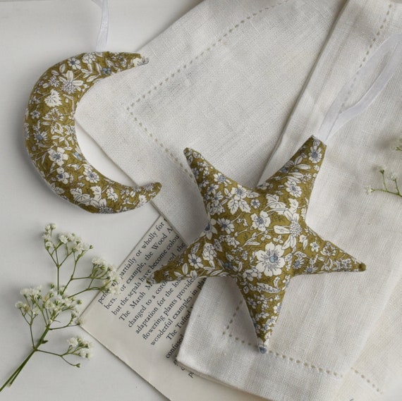 Floral Hanging Star And Moon Decoration Set Etsy