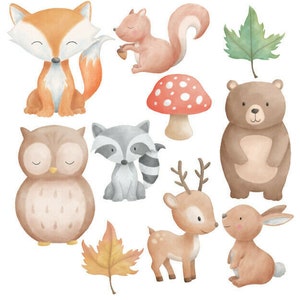 Woodland forest animals nursery wall stickers - 5 sizes available