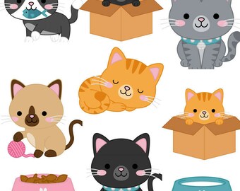 Cute kittens cat wall stickers - 5 sizes available