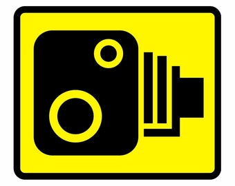 Speed Camera Yellow Road Traffic Warning Sign Self Adhesive Sticker