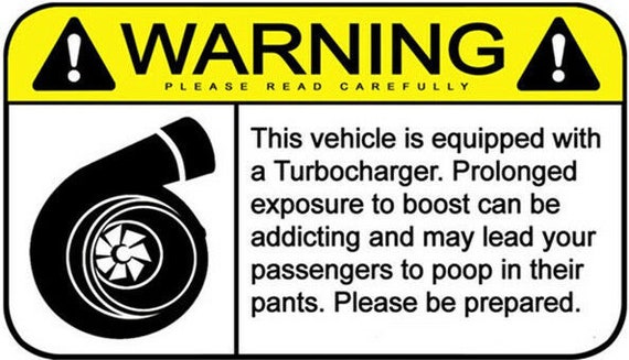 Funny Warning Sign Turbo Boost Sticker Self Adhesive Office 