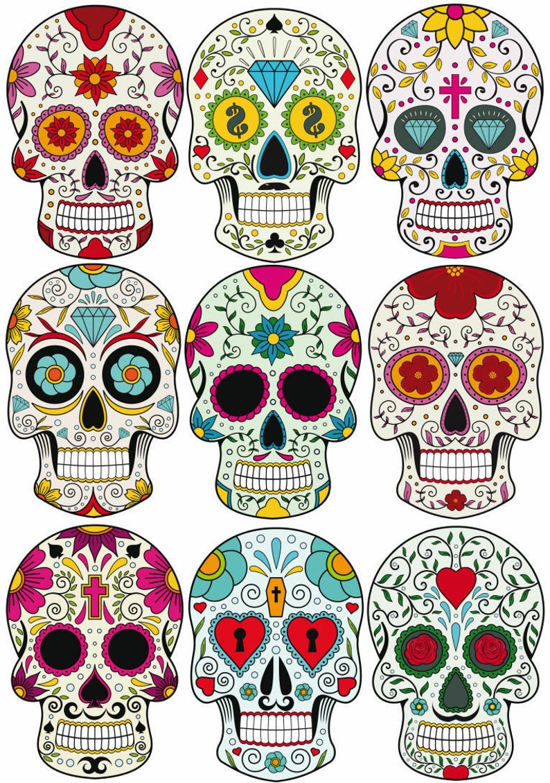 Mexican Sugar Skull Wall Stickers Etsy