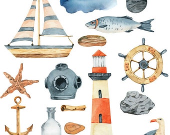 Nautical boats lighthouse sea wall stickers - 5 sizes available