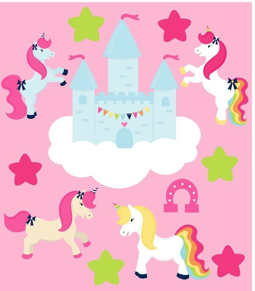 Princess Castle Unicorn Wall Sticker Girls Fairytale Bedroom Nursery Art UNI001I 