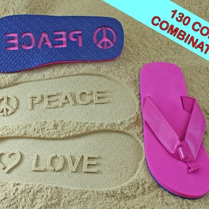 Peace & Love Custom Sand Imprint Sandals - Available in 130 Color Combinations