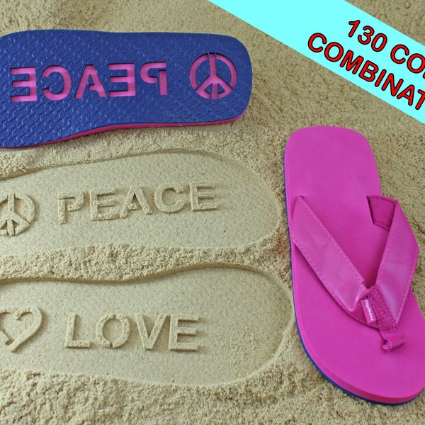 Peace & Love Custom Sand Imprint Sandals - Available in 130 Color Combinations