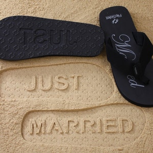 Just Married Wedding & Honeymoon Sandals Pre-Made, Ready to Ship image 4