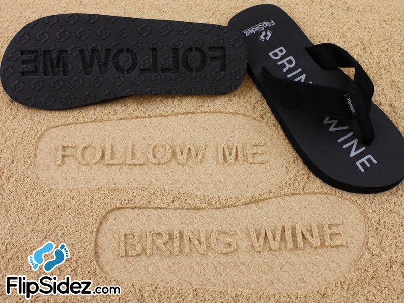 Follow Me Bring Wine Sand Imprint Sandals Pre-Made, Ready to Ship image 2