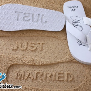 Just Married Wedding & Honeymoon Sandals Pre-Made, Ready to Ship image 1