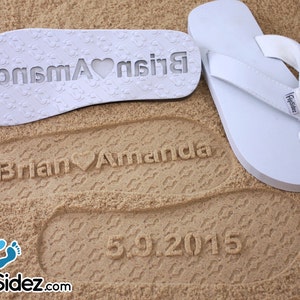 Custom Beach Wedding Sand Imprint Sandals Available in 130 Color Combinations image 1