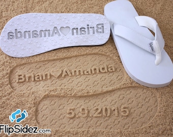 Custom Beach Wedding Sand Imprint Sandals - Available in 130 Color Combinations