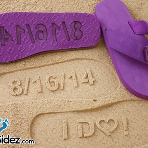 I DO Wedding Date Custom Sand Imprint Sandals Available in 130 Color Combinations image 1