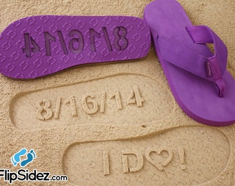 I DO Wedding Date Custom Sand Imprint Sandals - Available in 130 Color Combinations