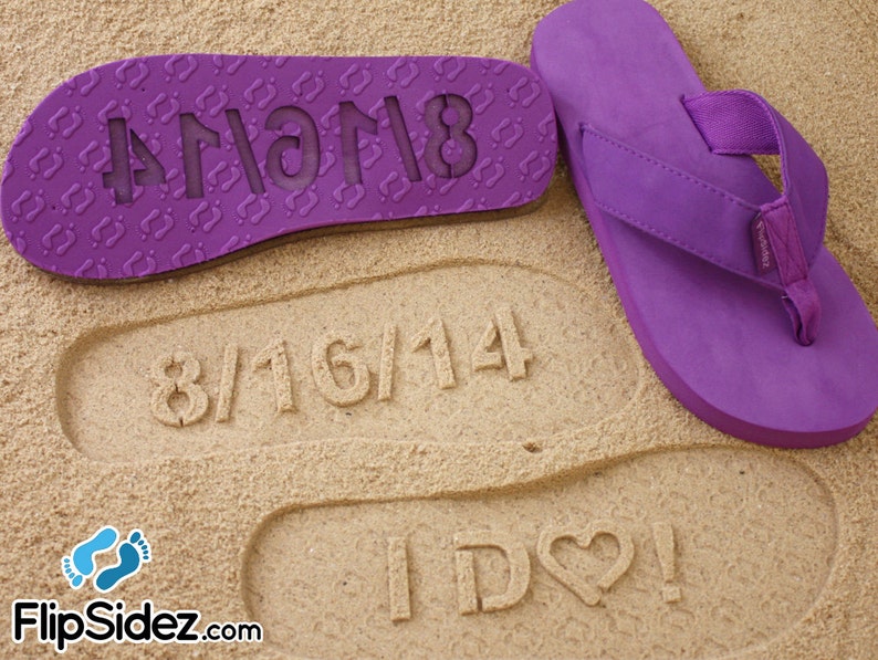 I DO Wedding Date Custom Sand Imprint Sandals Available in 130 Color Combinations image 1