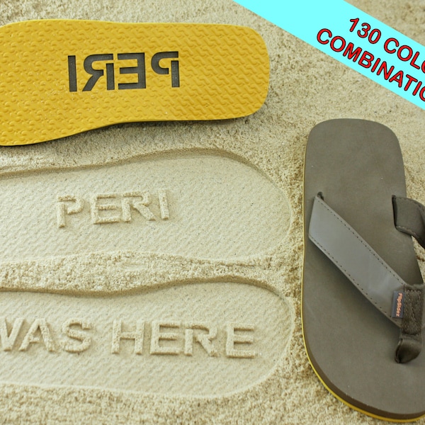 Custom NAME WAS HERE Sand Imprint Sandals - Available in 130 Color Combinations