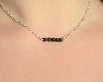 Dainty Lava Bead Bar Necklace, Minimalist Essential Oil Choker, Aromatherapy Oil Diffuser Jewelry, Stress Relief Gift