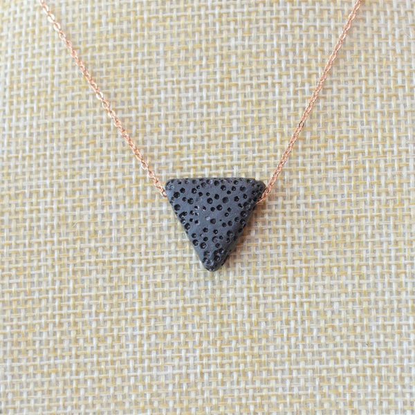 Essential Oil Necklace, Triangle Lava Stone Necklace, Aromatherapy Diffuser Necklace, Women's Anxiety Relief Jewelry and Gifts