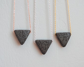 Lava Bead Triangle Lava Stone Necklace Triangle Lava Stone