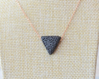 Essential Oil Necklace, Triangle Lava Stone Necklace, Aromatherapy Diffuser Necklace, Women's Anxiety Relief Jewelry and Gifts