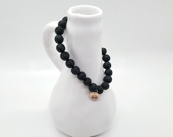 Lava Bead Bracelet con fascino personalizzato, bracciale diffusore olio essenziale, gioielli di sollievo ansia