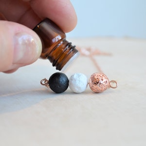 Rose Gold Lava Rock Diffuser Necklace: Essential Oil Aromatherapy