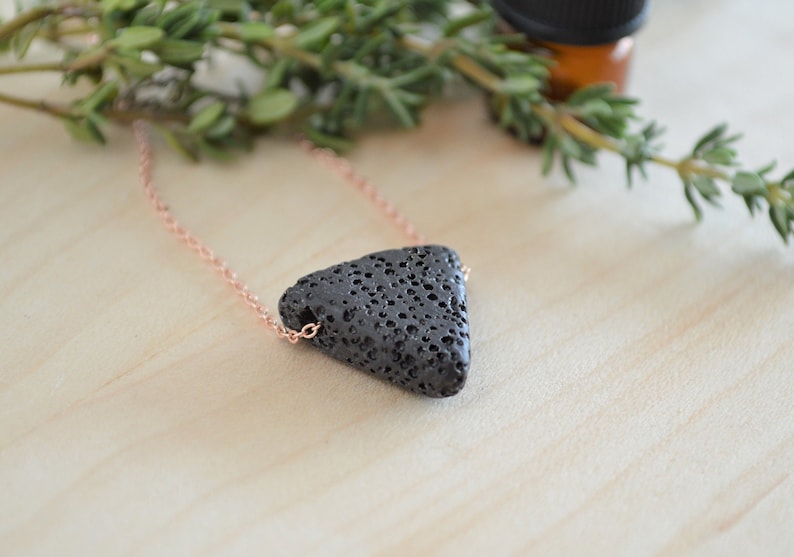 Essential Oil Necklace, Triangle Lava Stone Necklace, Aromatherapy Diffuser Necklace, Women's Anxiety Relief Jewelry and Gifts image 5