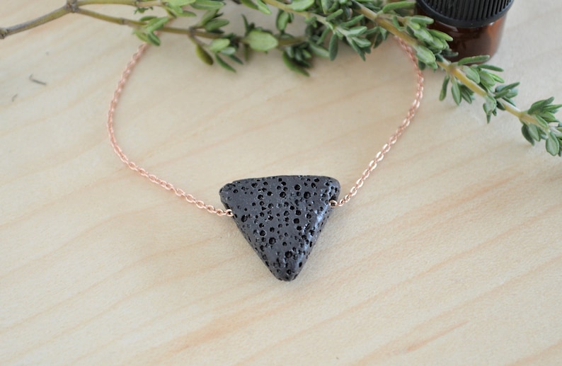 Essential Oil Necklace, Triangle Lava Stone Necklace, Aromatherapy Diffuser Necklace, Women's Anxiety Relief Jewelry and Gifts image 6