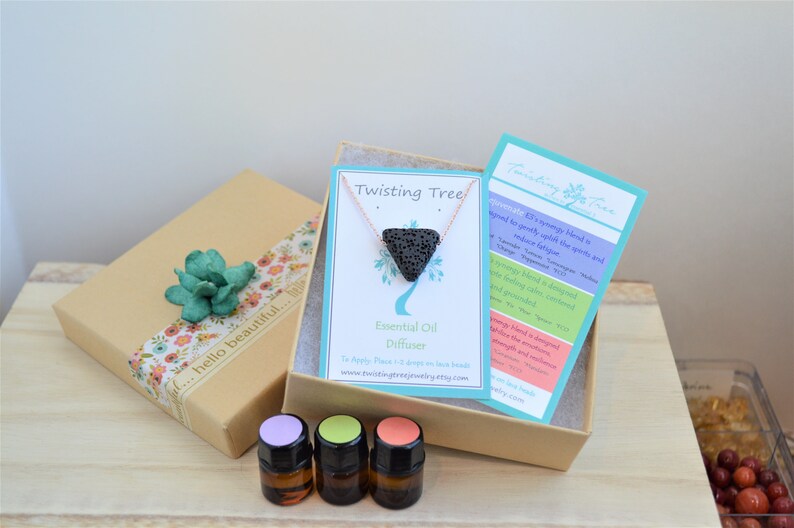 Essential Oil Gift Set Lava Stone Diffuser Necklace Set image 2