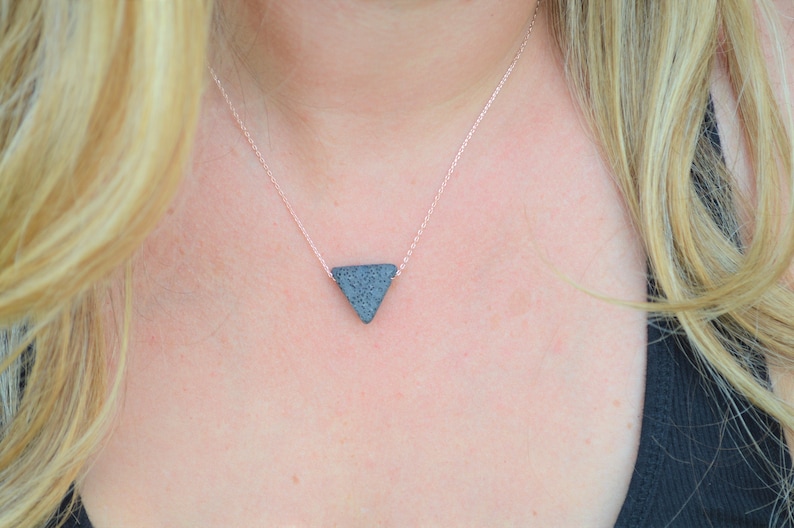 Essential Oil Necklace, Triangle Lava Stone Necklace, Aromatherapy Diffuser Necklace, Women's Anxiety Relief Jewelry and Gifts image 4