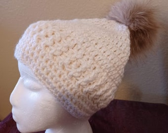 Snow Bunny Slightly Slouchy Crochet Hat Pattern