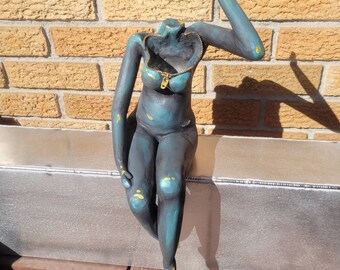 Jardinière corps de femme, avec trous de drainage, vase bleu sarcelle