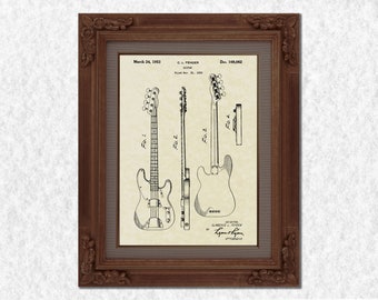 1952 Fender Guitar Patent Print su carta perno - Fender Guitar Poster- Rock Band Decor -Guitar Collector Gift - Heavy Metal Guitar Print