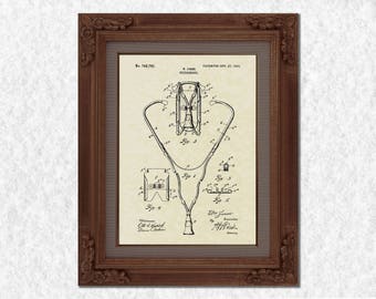 1903 Stethoscope Patent Print on Parchment Paper - EMT Poster - Hospital Decor - EMS Decor - Doctor Office Decor - Nurse Gift Idea