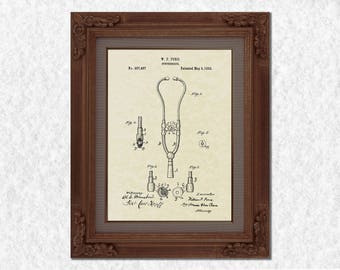 1882 Stethoscope Patent Print on Parchment Paper - Hospital Decor - Doctor Office Decor - Nurse Gift Idea - Medical Student Gift Idea