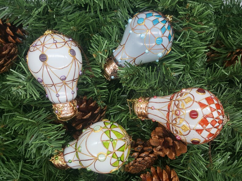 Decorative Ornament Frost White Stained Glass Light Bulb Hot Etsy