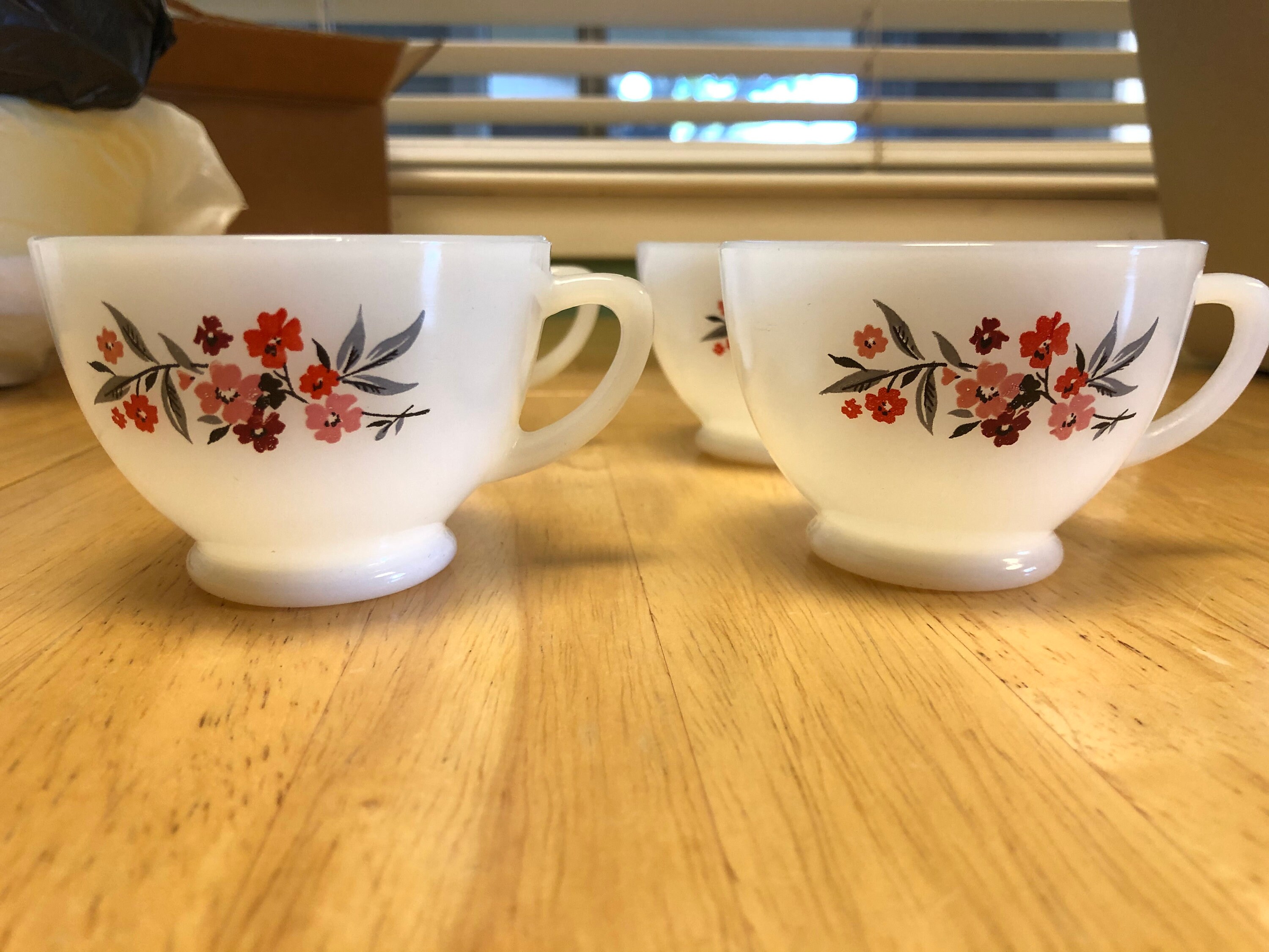 Fireking vintage primrose milk glass tea cups / Fire King Etsy