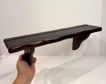 Vintage wood wall shelf. Wood shelf. Trinket shelf 2 Curved Brackets curvy edge