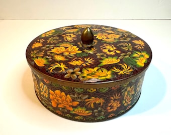 Vintage Daher Tea Tin: Floral Design, Made in England
