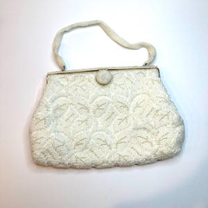 Vintage magid beaded white evening handbag. bag evening bag purse
