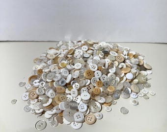 13 oz off white assorted buttons crafting sewing