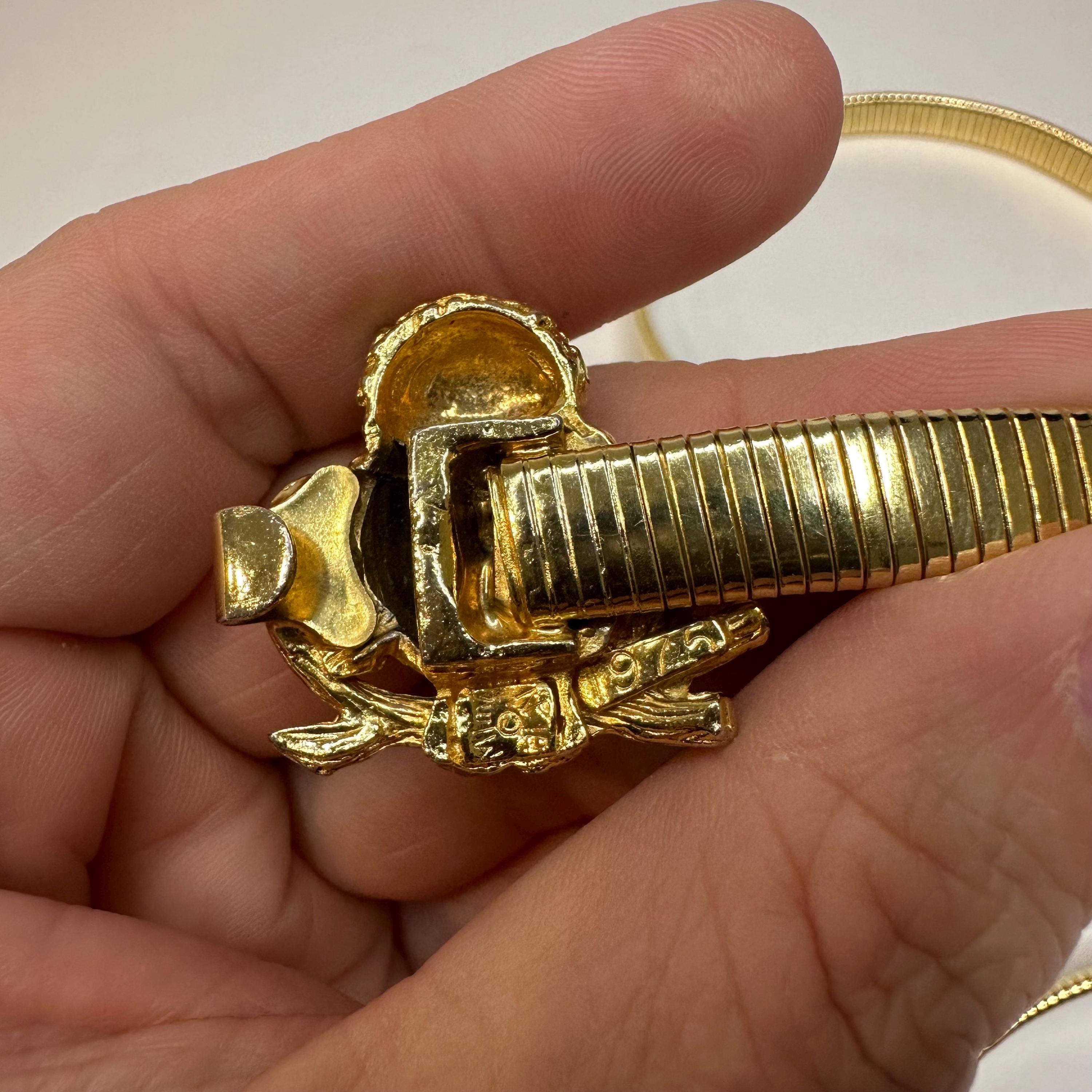 Vintage MIMI DI N 1975 Gold Owl Signed Gold Tone Stretch 