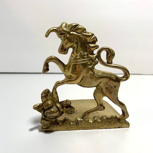 Vintage Unicorn Horse Brass Book End (1)