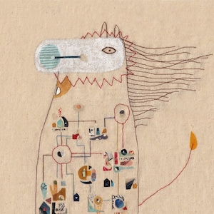 Stampa artistica A4 Illustrazione bestiario immaginario - Il leone cavallo