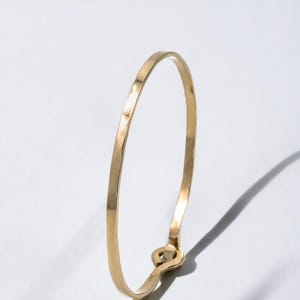 Polished Gold Bangle Bracelet, Stackable Yellow Gold Bangle Bracelet, Open Bangle, Modern Minimalist Bridesmaid Gift